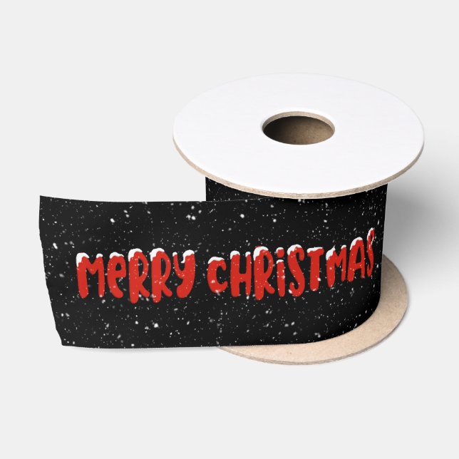 Frohe Weihnachten mit Schneeflocken Satinband (Spule)