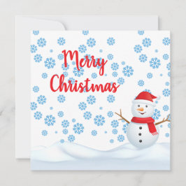 Frohe Weihnachten mit Schneeflocken, Schneemann mi Einladung
