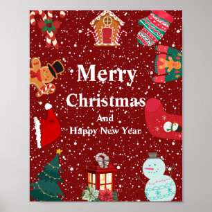 Frohe Weihnachten mit schneerotem Urlaub Poster