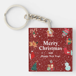 Frohe Weihnachten mit schneerotem Urlaub Schlüsselanhänger