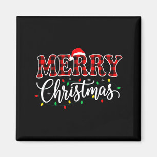 Frohe Weihnachten mit schwarzer und roter karierte Magnet