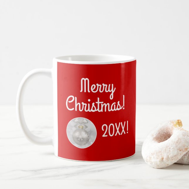 Frohe Weihnachten mit Silberschmuck Kaffeetasse (Mit Donut)