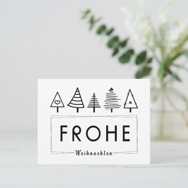 Frohe Weihnachten mit Tannenbaum schlicht Postkarte (Stehend Vorderseite)