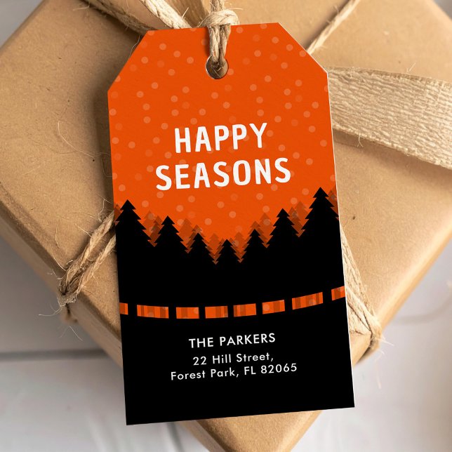 Frohe Weihnachten mit Wald und Schnee Geschenkanhänger (Von Creator hochgeladen)