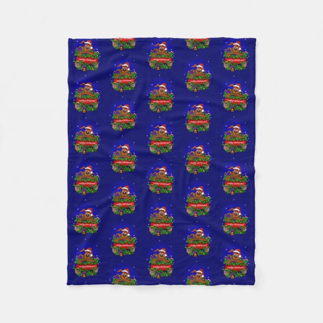 Frohe Weihnachten mit Weihnachts-Rabbit Fleecedecke (Vorderseite)