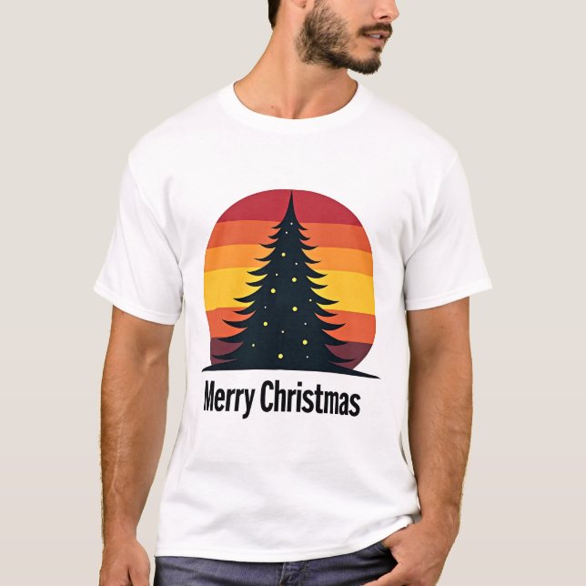 Frohe Weihnachten mit Weihnachtsbaum T-Shirt (Vorderseite)