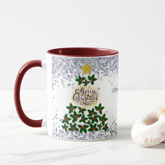 Frohe Weihnachten mit Weihnachtsbaum Tasse (Mit Donut)