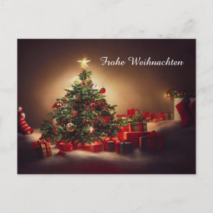 Frohe Weihnachten mit Weihnachtsbaum und Geschenke Postkarte