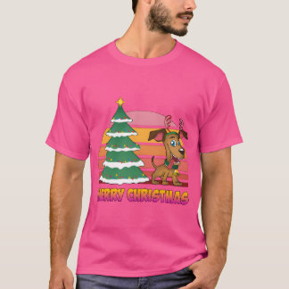 Frohe Weihnachten mit Weihnachtsbaum und niedliche T-Shirt