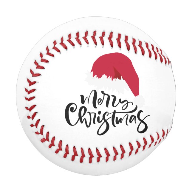 Frohe Weihnachten mit Weihnachtsmannmütze auf dem  Baseball (Vorderseite Links)