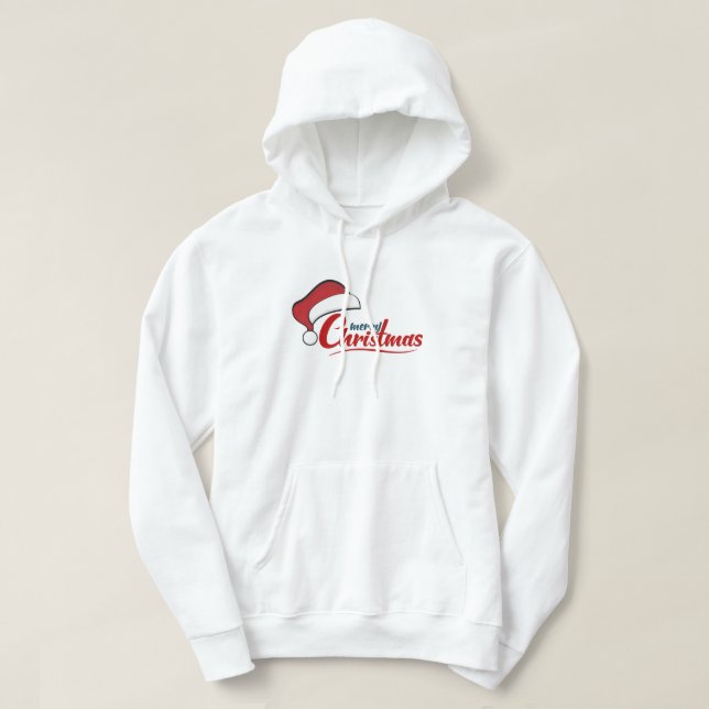 Frohe Weihnachten mit Weihnachtsmannmütze Hoodie (Design vorne)