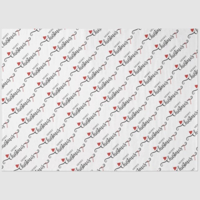 Frohe Weihnachten mit Weihnachtsmannmützen und Can Seidenpapier (Vorderseite)