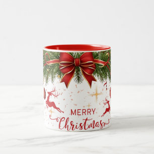 Frohe Weihnachten mit Winter-Rentier-Feiertagsgesc Zweifarbige Tasse