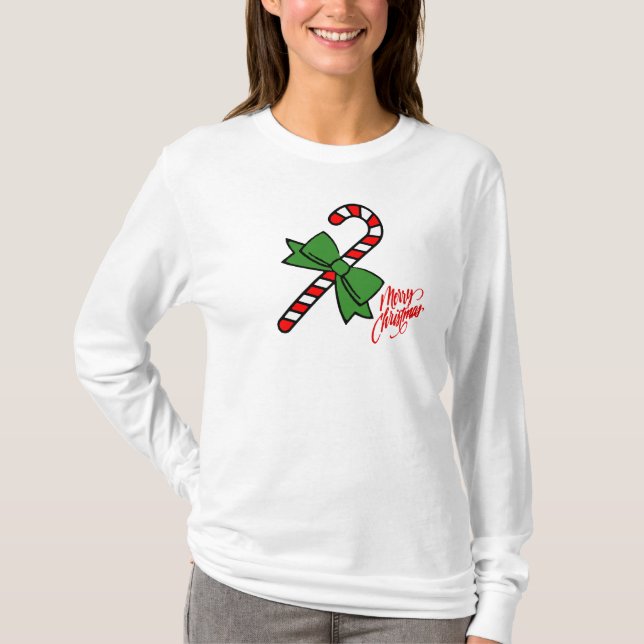 Frohe Weihnachten mit Zuckerstange T-Shirt (Vorderseite)