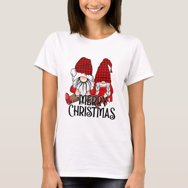 Frohe Weihnachten mit zwei niedlichen Gnomen T-Shirt (Vorderseite)