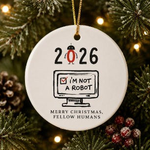 Frohe Weihnachten, Mitmenschen, lustige KI Keramik Ornament
