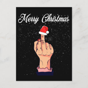 Frohe Weihnachten Mittelfinger Rude Xmas hässlich Postkarte