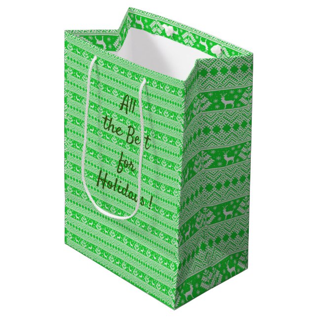 Frohe Weihnachten Mittlere Geschenktüte (Vorderseite Schrägansicht)
