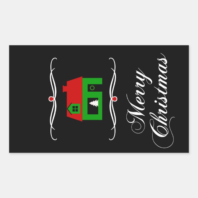 Frohe Weihnachten (Mod Zuhause) Rechteckiger Aufkleber (Vorderseite)