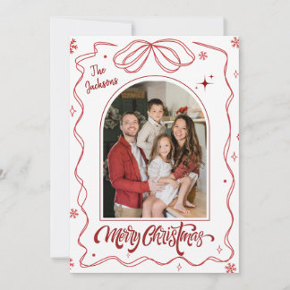 Frohe Weihnachten modern 1 Familienbogen-Foto rot
