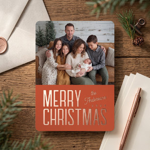 Frohe Weihnachten Modern Family Foto - Orange Folien Feiertagskarte