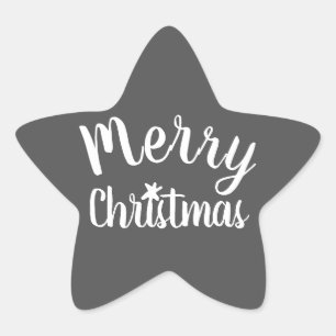 Frohe Weihnachten Modern Grau Stern-Aufkleber