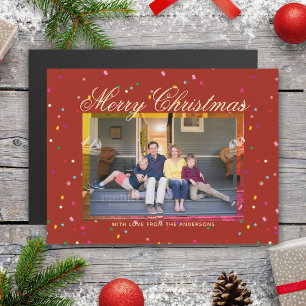 Frohe Weihnachten Modern Red Gold Family Foto Card Magnetkarte