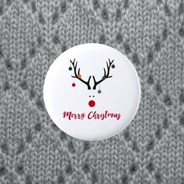 Frohe Weihnachten, modern Rentierweiß Button (Von Creator hochgeladen)