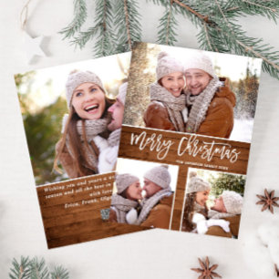 Frohe Weihnachten Modern Rustikal 4 FOTO Grußkarte