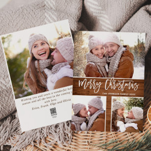 Frohe Weihnachten Modern Rustikal 4 FOTO Grußkarte
