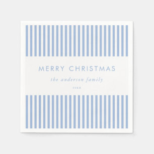 Frohe Weihnachten Moderne Blaue Streifen Serviette