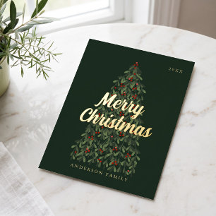 Frohe Weihnachten Moderne elegante Weihnachtsbaum Folien Feiertagspostkarte