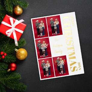 Frohe Weihnachten Moderne Familie 5 Foto Collage G Folien Feiertagskarte