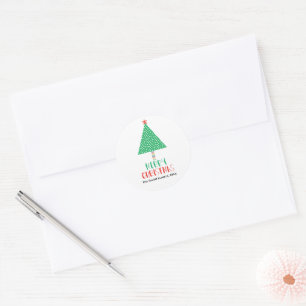 Frohe Weihnachten Moderne farbenfrohe Weihnachtska Runder Aufkleber