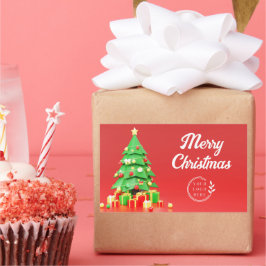 Frohe Weihnachten Moderne Feiertage Corporate Logo Rechteckiger Aufkleber