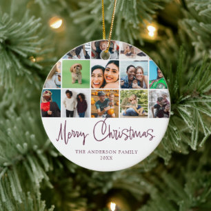 Frohe Weihnachten Moderne Fotocollage Keramik Ornament