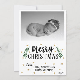 Frohe Weihnachten Moderne | Gold Stars Foto Card