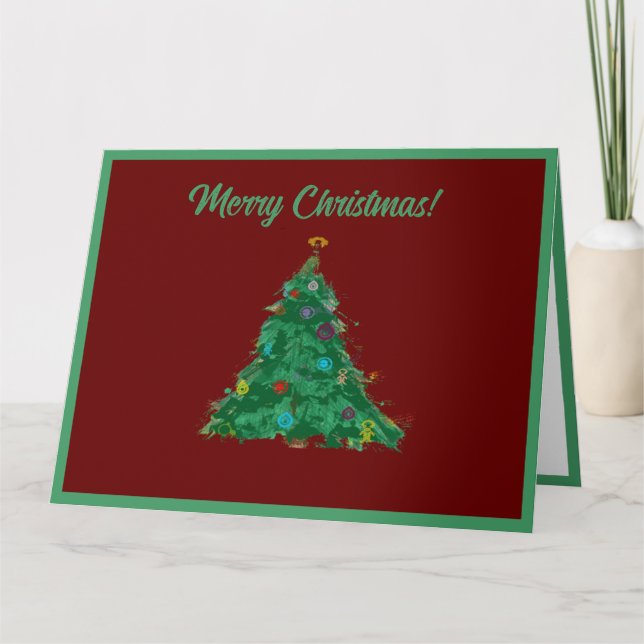 Frohe Weihnachten Moderne Kunst Niedlich Tiny Tree Karte (Vorderseite)