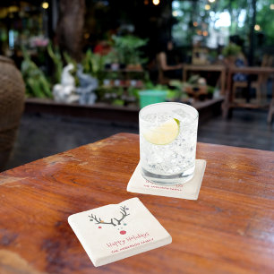 Frohe Weihnachten moderne lustige Rentiere weiß Steinuntersetzer