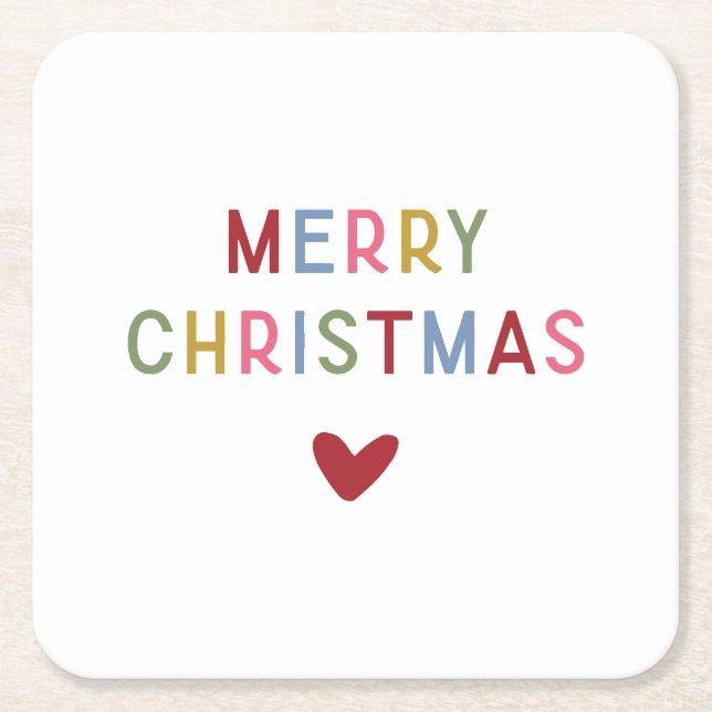 Frohe Weihnachten Moderne Minimalistische Typograf Rechteckiger Pappuntersetzer (Vorderseite)