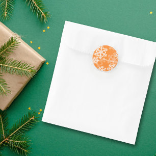 Frohe Weihnachten Moderne Orange Snowflakes Muster Runder Aufkleber