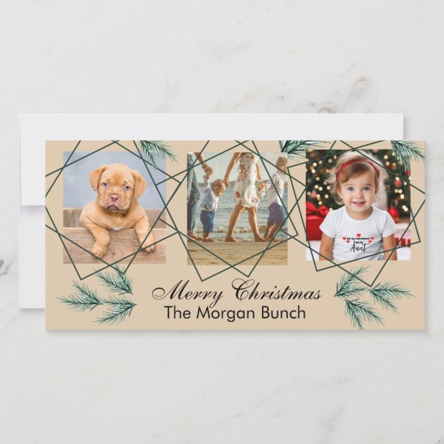 Frohe Weihnachten Moderne Pinenedle 3 Foto Collage (Vorderseite)