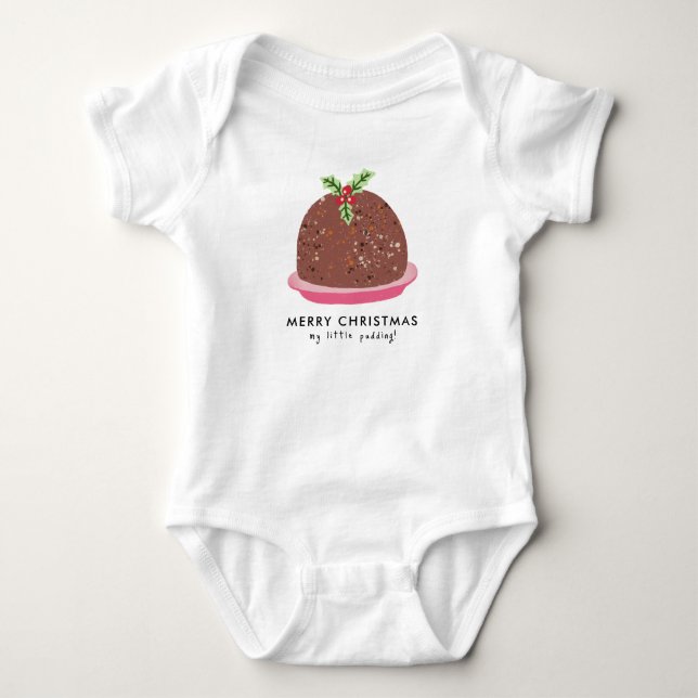 Frohe Weihnachten Moderne Pudding Illustration Baby Strampler (Vorderseite)