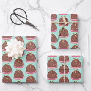 Frohe Weihnachten Moderne Pudding Illustration Geschenkpapier Set