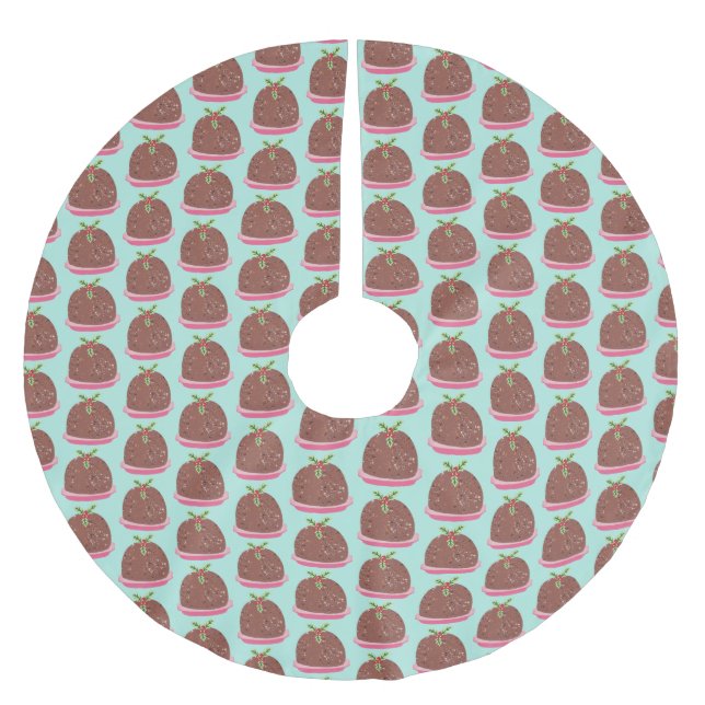 Frohe Weihnachten Moderne Pudding Illustration Polyester Weihnachtsbaumdecke (Vorderseite)