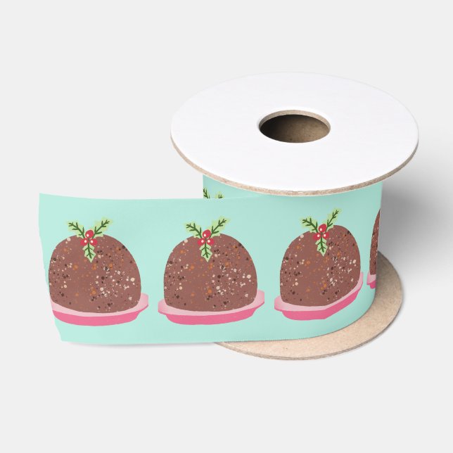 Frohe Weihnachten Moderne Pudding Illustration Satinband (Spule)