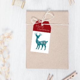 Frohe Weihnachten Moderne Red Blue Rentier Weihnac Geschenkanhänger