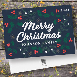 Frohe Weihnachten Moderne Red Holly Berries Foliag