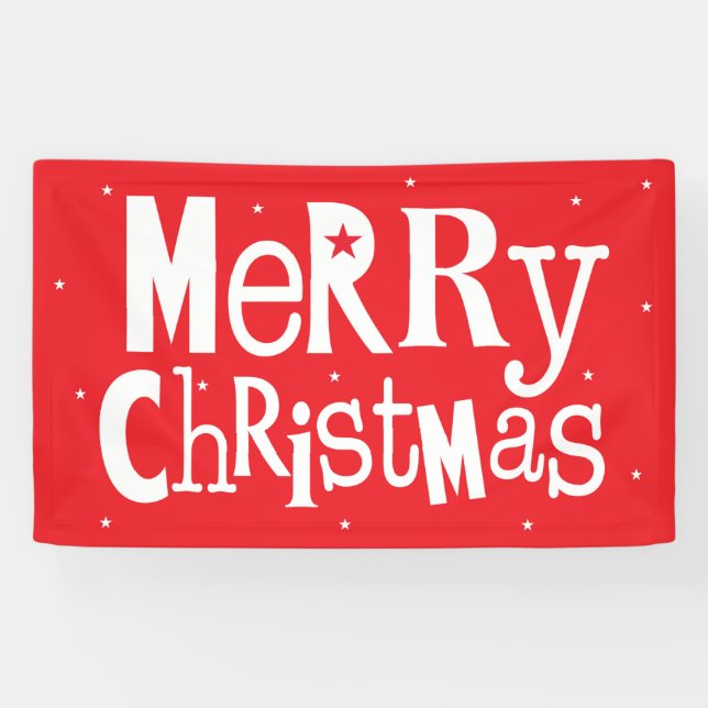 Frohe Weihnachten Moderne Red Script Urlaub Banner (Horizontal)