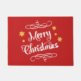 Frohe Weihnachten Moderne Rote weiße Typografie Fußmatte